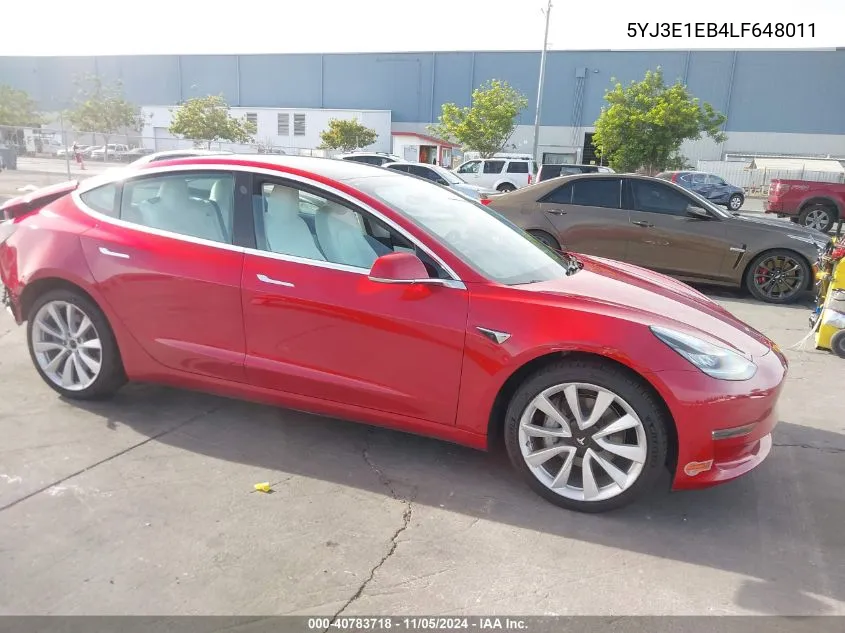 2020 Tesla Model 3 Long Range Dual Motor All-Wheel Drive VIN: 5YJ3E1EB4LF648011 Lot: 40783718