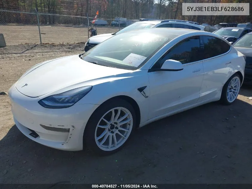 2020 Tesla Model 3 Long Range Dual Motor All-Wheel Drive VIN: 5YJ3E1EB3LF628686 Lot: 40784527