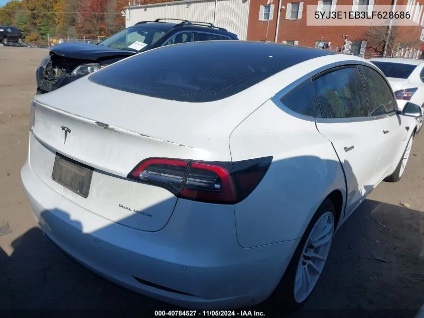 2020 Tesla Model 3 Long Range Dual Motor All-Wheel Drive VIN: 5YJ3E1EB3LF628686 Lot: 40784527