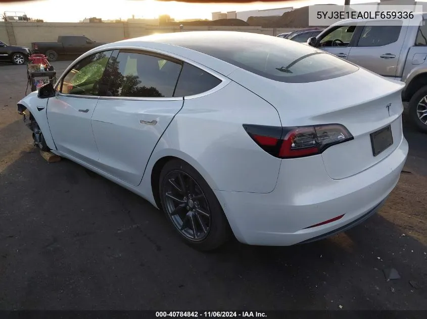 2020 Tesla Model 3 VIN: 5YJ3E1EA0LF659336 Lot: 40784842