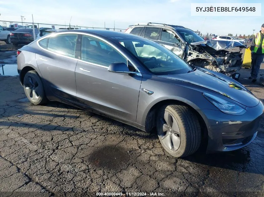 2020 Tesla Model 3 Long Range Dual Motor All-Wheel Drive VIN: 5YJ3E1EB8LF649548 Lot: 40800449