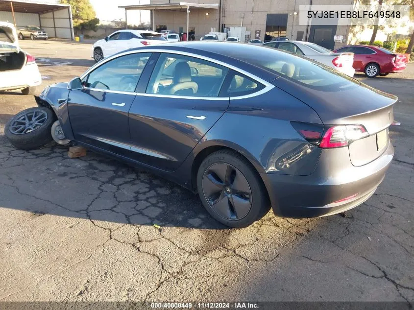 2020 Tesla Model 3 Long Range Dual Motor All-Wheel Drive VIN: 5YJ3E1EB8LF649548 Lot: 40800449