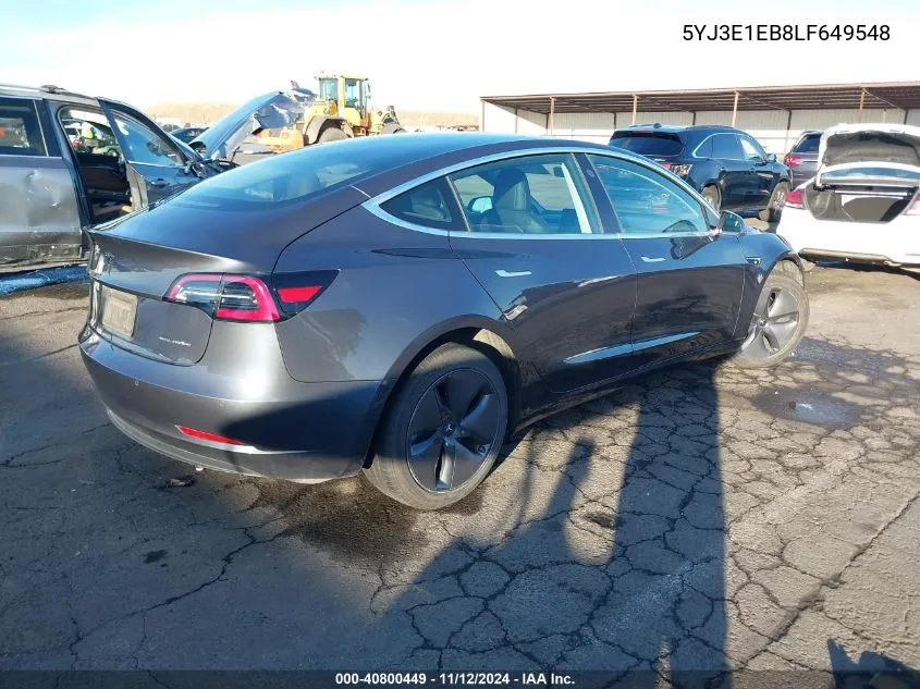 2020 Tesla Model 3 Long Range Dual Motor All-Wheel Drive VIN: 5YJ3E1EB8LF649548 Lot: 40800449