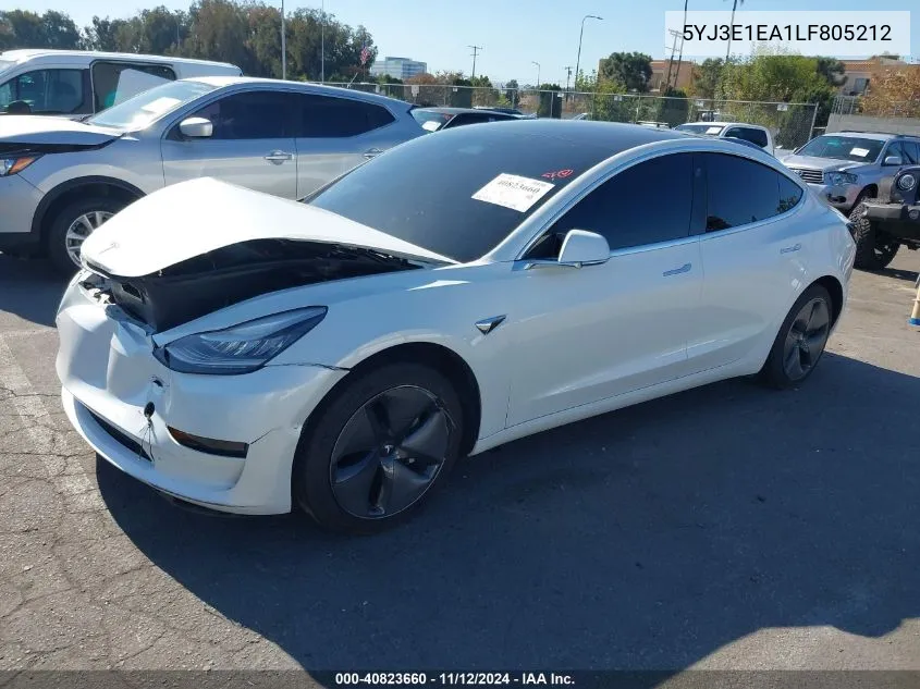 2020 Tesla Model 3 Standard Range Plus Rear-Wheel Drive/Standard Range Rear-Wheel Drive VIN: 5YJ3E1EA1LF805212 Lot: 40823660