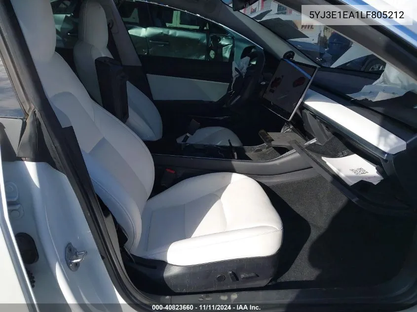 2020 Tesla Model 3 Standard Range Plus Rear-Wheel Drive/Standard Range Rear-Wheel Drive VIN: 5YJ3E1EA1LF805212 Lot: 40823660