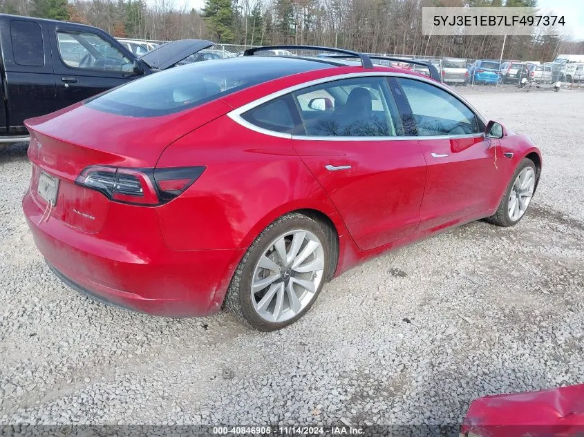 2020 Tesla Model 3 Long Range Dual Motor All-Wheel Drive VIN: 5YJ3E1EB7LF497374 Lot: 40846905