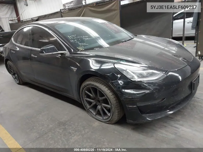 2020 Tesla Model 3 Standard Range Plus Rear-Wheel Drive/Standard Range Rear-Wheel Drive VIN: 5YJ3E1EA5LF609287 Lot: 40850220