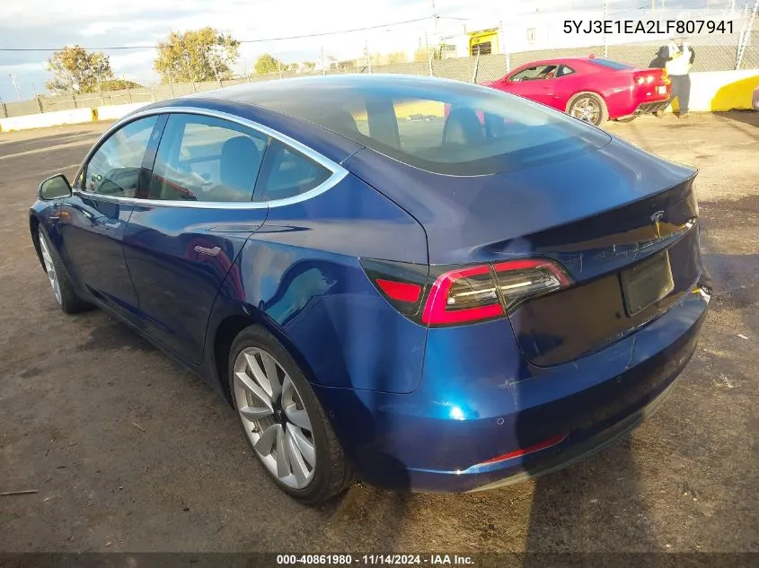 5YJ3E1EA2LF807941 2020 Tesla Model 3 Standard Range Plus Rear-Wheel Drive/Standard Range Rear-Wheel Drive