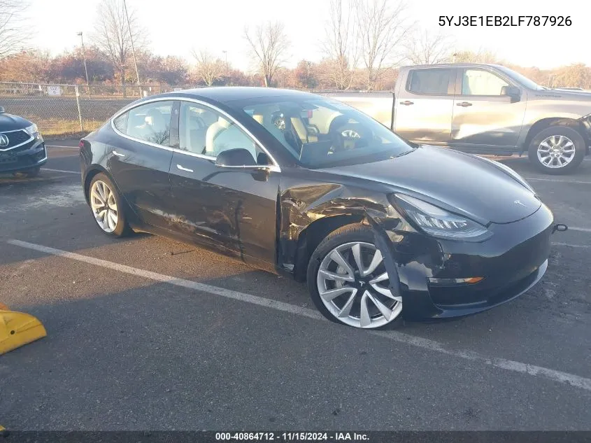 2020 Tesla Model 3 Long Range Dual Motor All-Wheel Drive VIN: 5YJ3E1EB2LF787926 Lot: 40864712