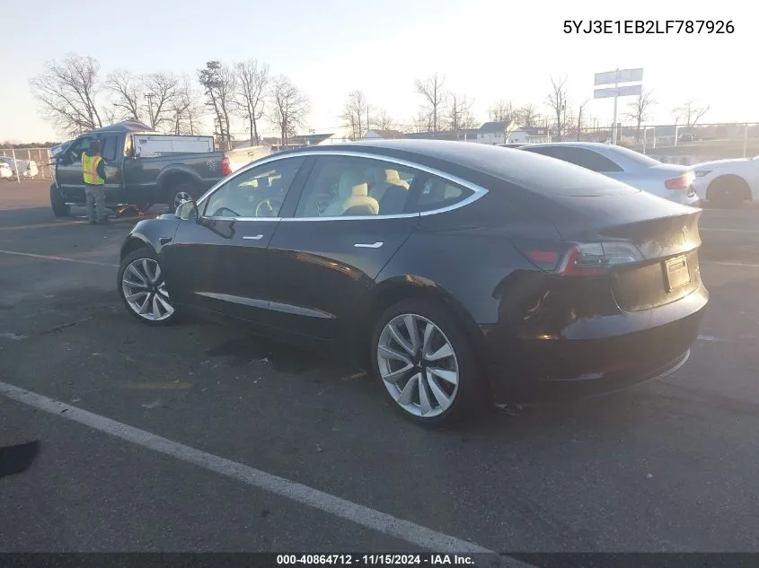 2020 Tesla Model 3 Long Range Dual Motor All-Wheel Drive VIN: 5YJ3E1EB2LF787926 Lot: 40864712