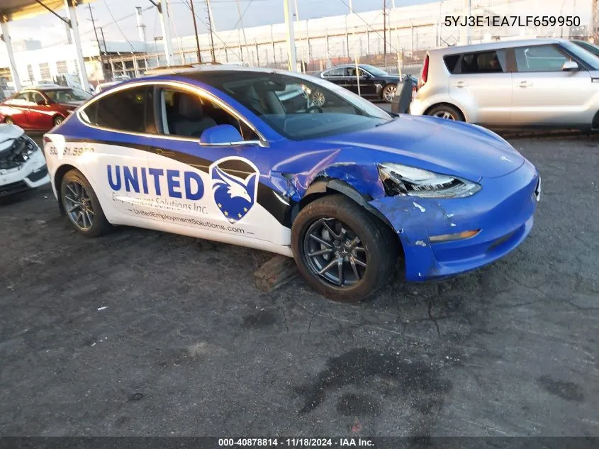 2020 Tesla Model 3 Standard Range Plus Rear-Wheel Drive/Standard Range Rear-Wheel Drive VIN: 5YJ3E1EA7LF659950 Lot: 40878814