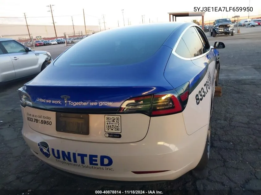 2020 Tesla Model 3 Standard Range Plus Rear-Wheel Drive/Standard Range Rear-Wheel Drive VIN: 5YJ3E1EA7LF659950 Lot: 40878814