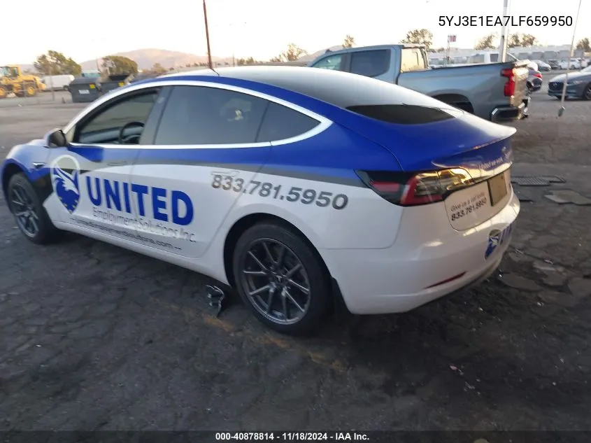 2020 Tesla Model 3 Standard Range Plus Rear-Wheel Drive/Standard Range Rear-Wheel Drive VIN: 5YJ3E1EA7LF659950 Lot: 40878814