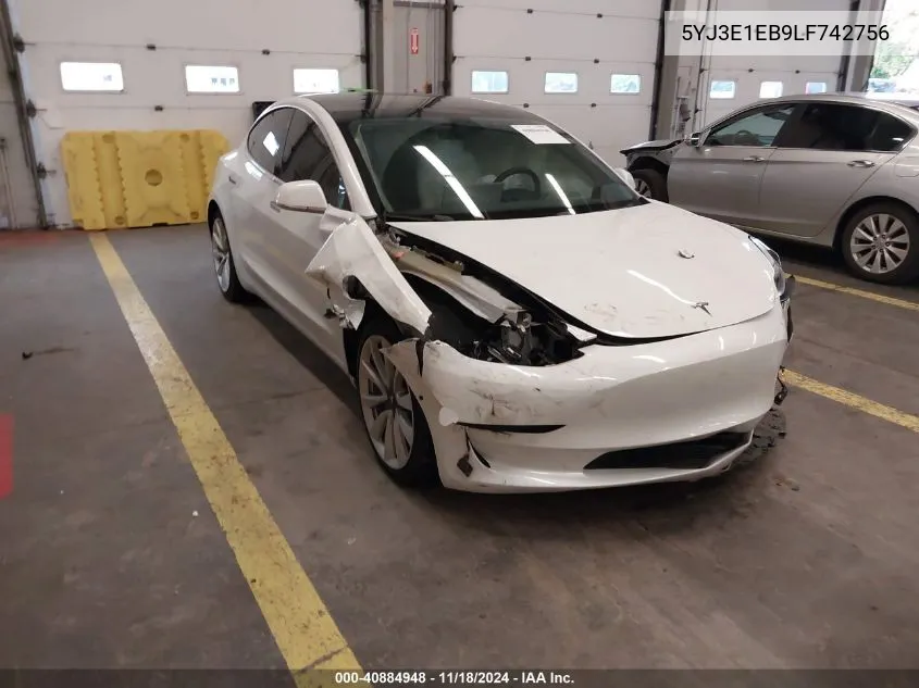 2020 Tesla Model 3 Long Range Dual Motor All-Wheel Drive VIN: 5YJ3E1EB9LF742756 Lot: 40884948