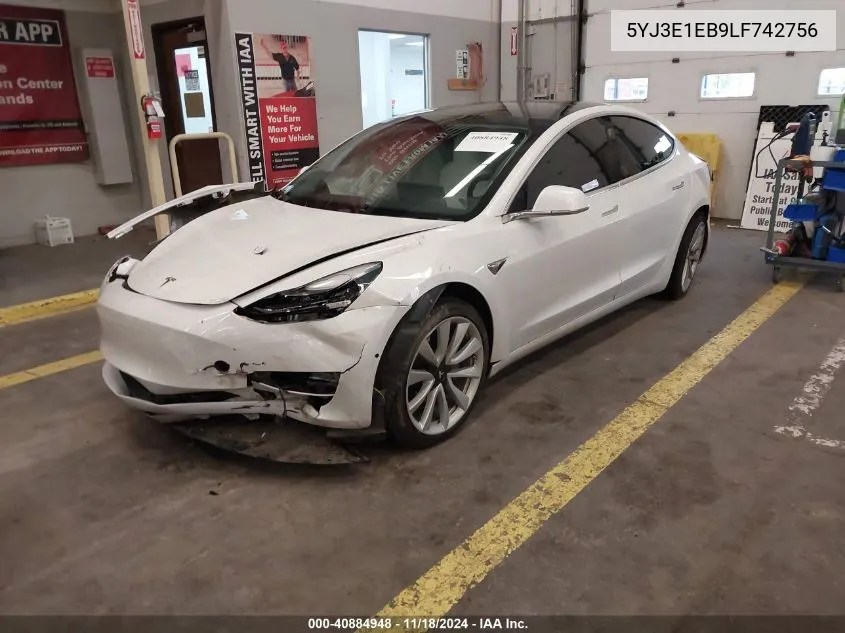 2020 Tesla Model 3 Long Range Dual Motor All-Wheel Drive VIN: 5YJ3E1EB9LF742756 Lot: 40884948