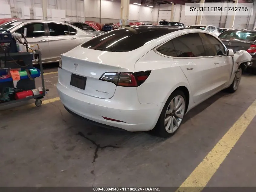 2020 Tesla Model 3 Long Range Dual Motor All-Wheel Drive VIN: 5YJ3E1EB9LF742756 Lot: 40884948