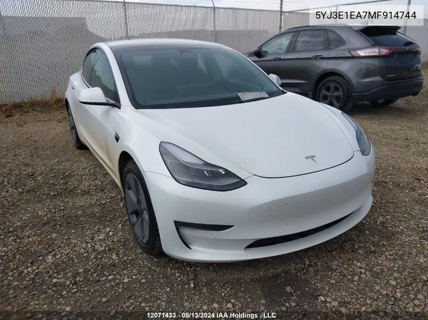 5YJ3E1EA7MF914744 2021 Tesla Model 3