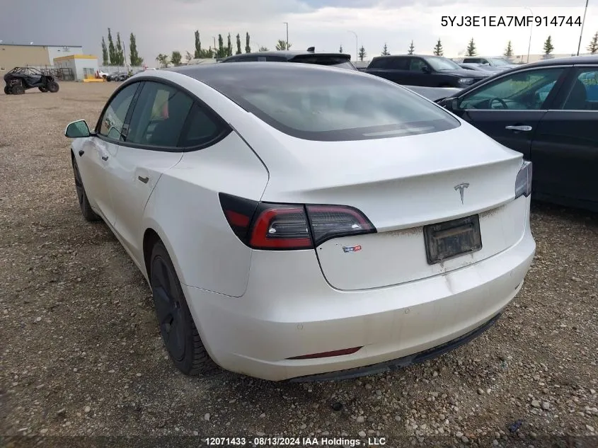 5YJ3E1EA7MF914744 2021 Tesla Model 3