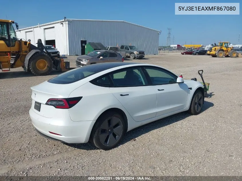 5YJ3E1EAXMF867080 2021 Tesla Model 3 Standard Range Plus Rear-Wheel Drive