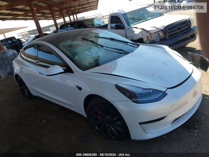 2021 Tesla Model 3 Performance Dual Motor All-Wheel Drive VIN: 5YJ3E1ECXMF995708 Lot: 39608380