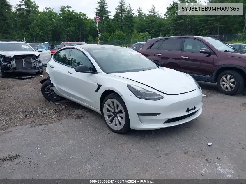 2021 Tesla Model 3 Long Range Dual Motor All-Wheel Drive VIN: 5YJ3E1EB9MF009365 Lot: 39659247