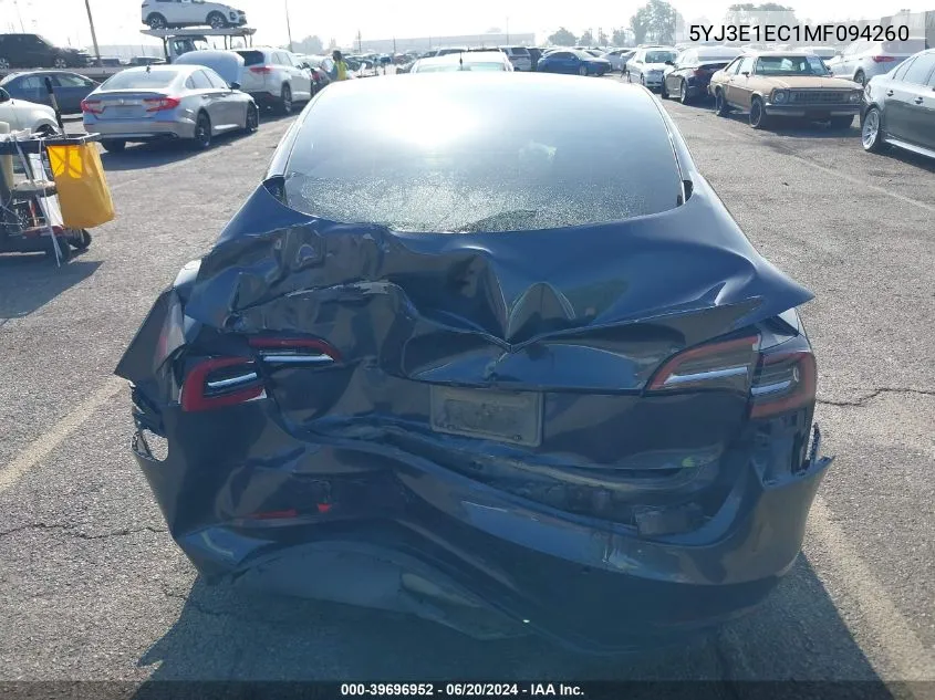 2021 Tesla Model 3 Performance Dual Motor All-Wheel Drive VIN: 5YJ3E1EC1MF094260 Lot: 39696952