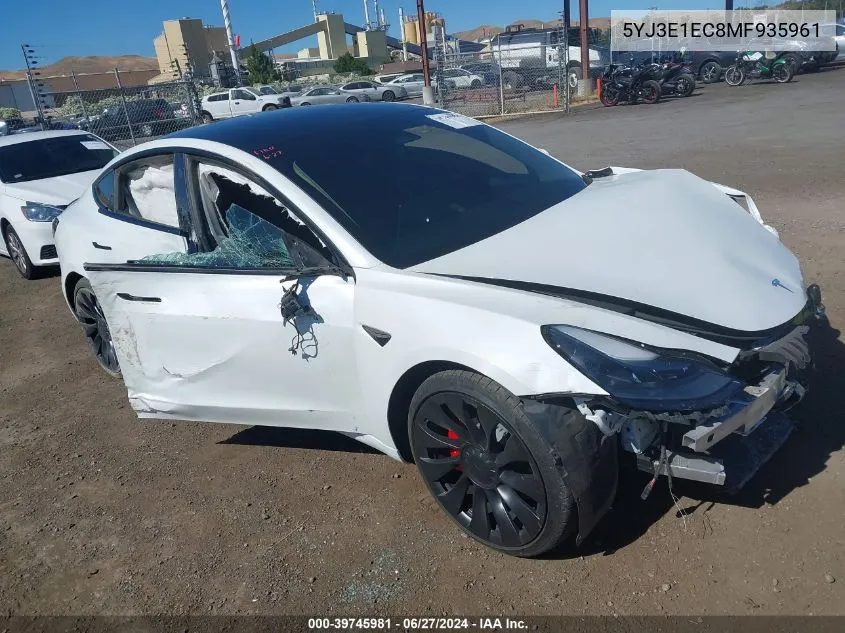 2021 Tesla Model 3 Performance Dual Motor All-Wheel Drive VIN: 5YJ3E1EC8MF935961 Lot: 39745981