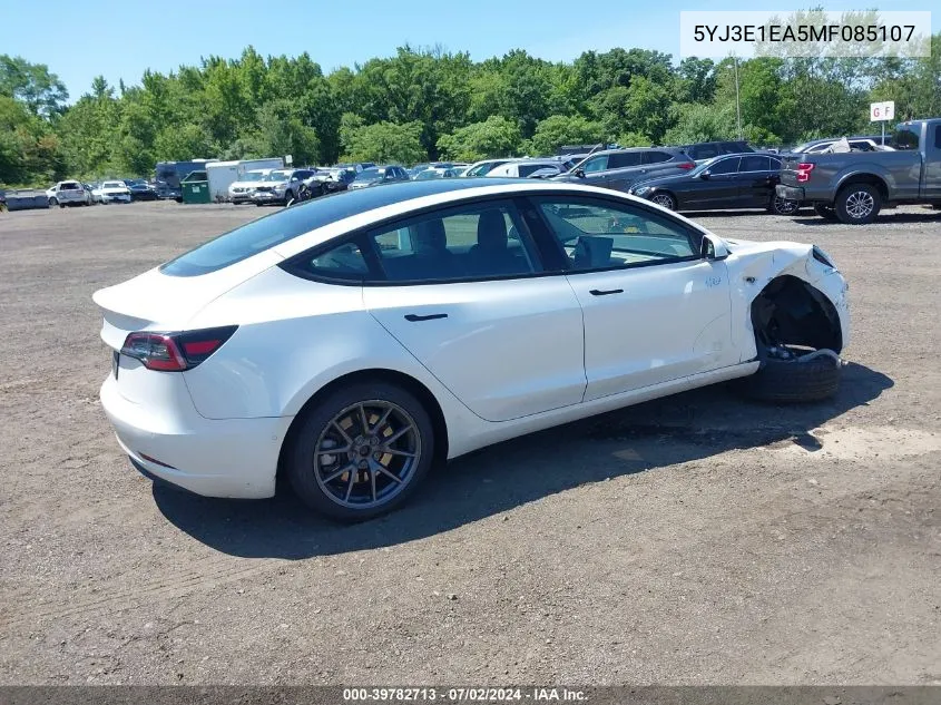 5YJ3E1EA5MF085107 2021 Tesla Model 3 Standard Range Plus Rear-Wheel Drive