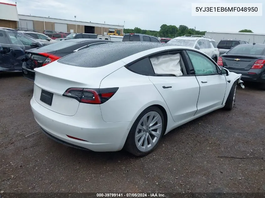 2021 Tesla Model 3 Long Range Dual Motor All-Wheel Drive VIN: 5YJ3E1EB6MF048950 Lot: 39799141