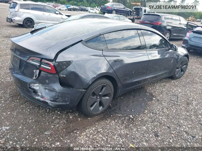 5YJ3E1EA9MF982091 2021 Tesla Model 3 Standard Range Plus Rear-Wheel Drive