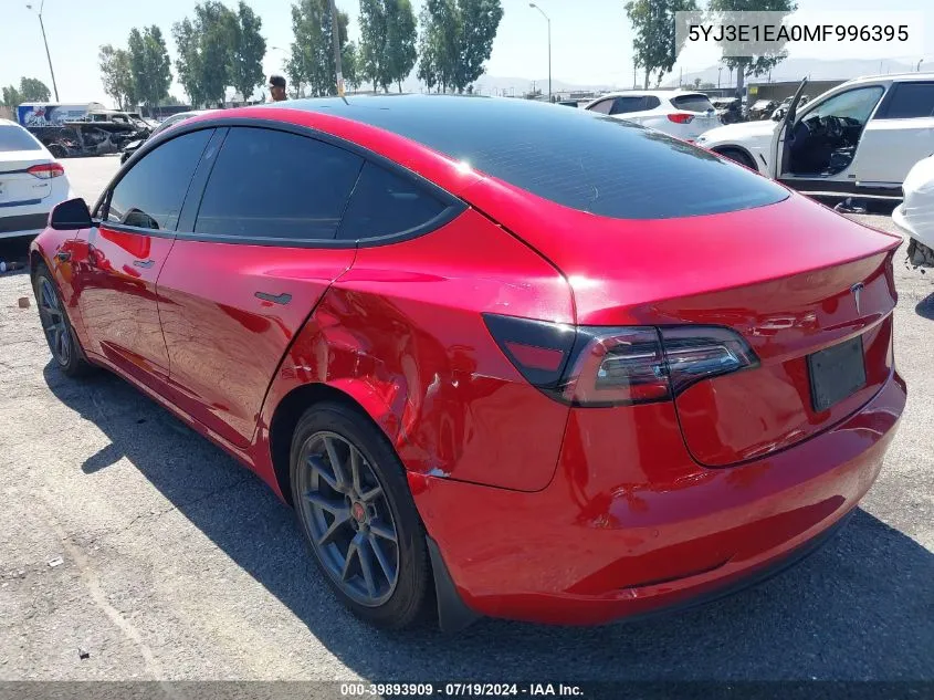 5YJ3E1EA0MF996395 2021 Tesla Model 3 Standard Range Plus Rear-Wheel Drive