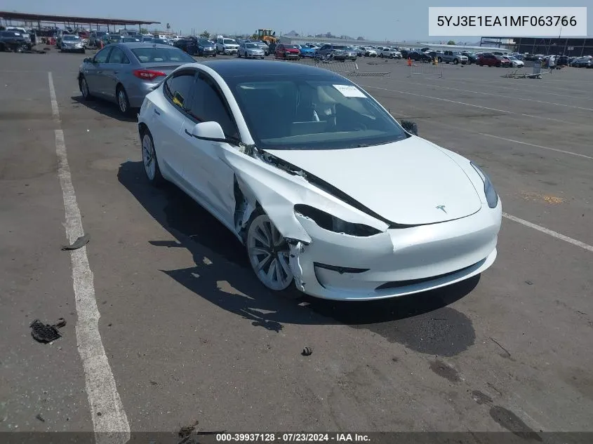 5YJ3E1EA1MF063766 2021 Tesla Model 3 Standard Range Plus Rear-Wheel Drive