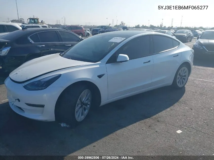 2021 Tesla Model 3 Long Range Dual Motor All-Wheel Drive VIN: 5YJ3E1EB6MF065277 Lot: 39962506