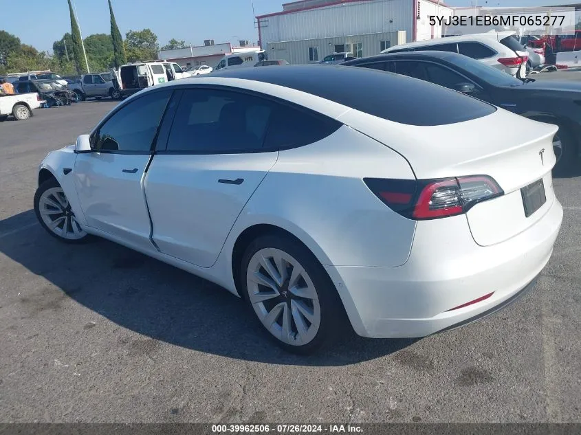 2021 Tesla Model 3 Long Range Dual Motor All-Wheel Drive VIN: 5YJ3E1EB6MF065277 Lot: 39962506