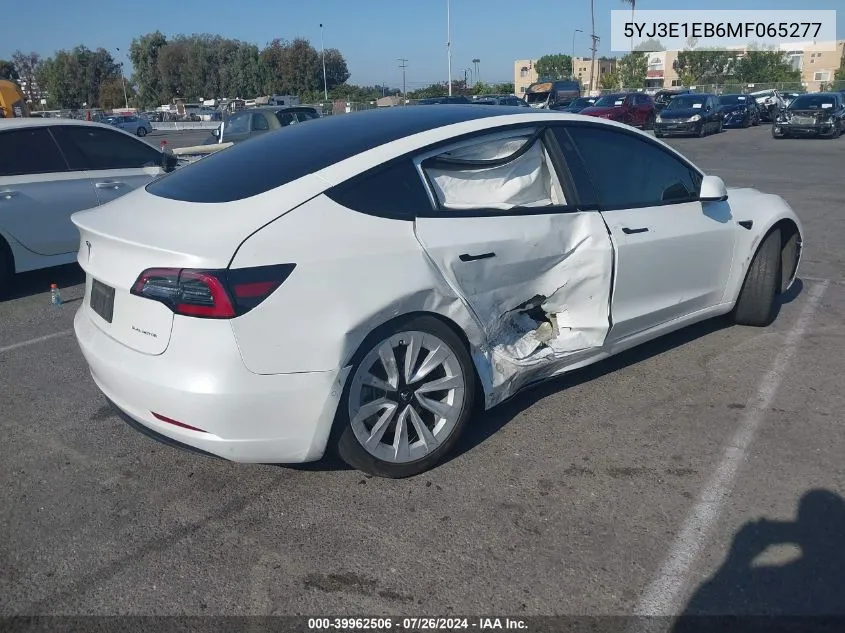 2021 Tesla Model 3 Long Range Dual Motor All-Wheel Drive VIN: 5YJ3E1EB6MF065277 Lot: 39962506