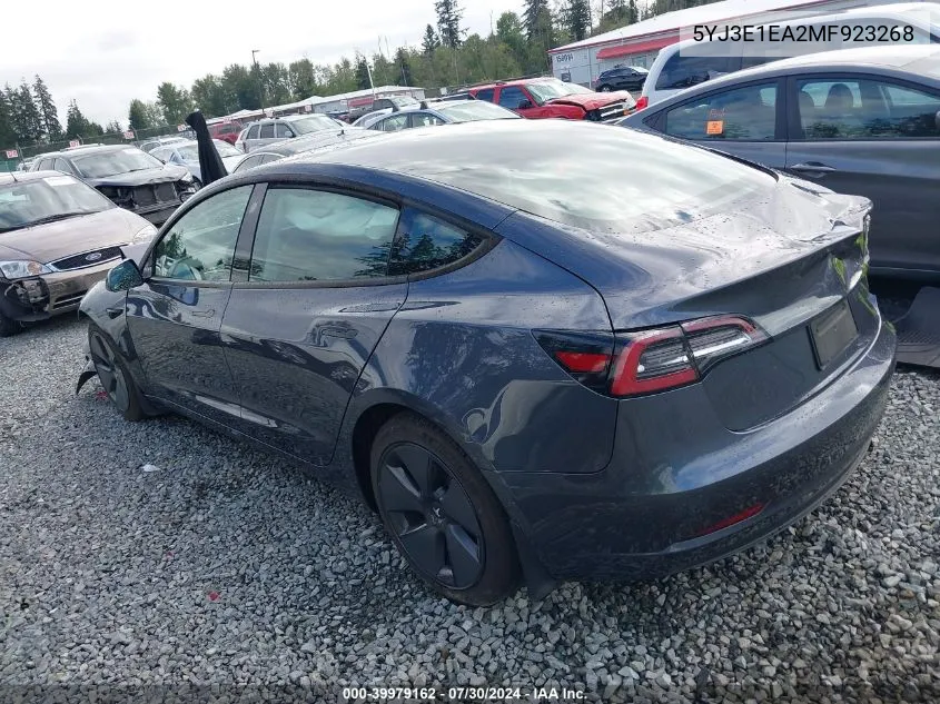 5YJ3E1EA2MF923268 2021 Tesla Model 3 Standard Range Plus Rear-Wheel Drive