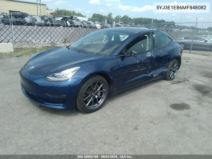 2021 Tesla Model 3 Long Range Dual Motor All-Wheel Drive VIN: 5YJ3E1EB6MF848082 Lot: 39983198