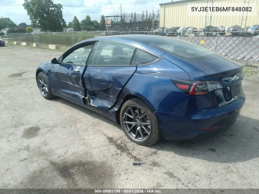 2021 Tesla Model 3 Long Range Dual Motor All-Wheel Drive VIN: 5YJ3E1EB6MF848082 Lot: 39983198