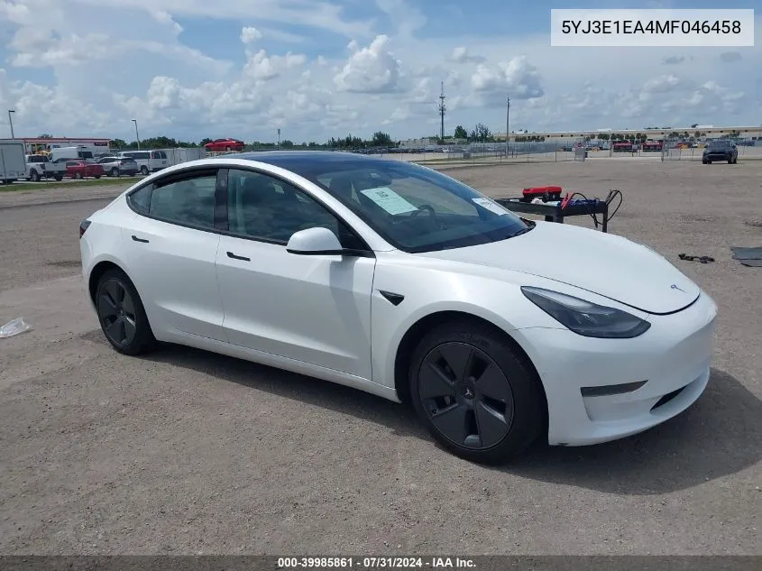 5YJ3E1EA4MF046458 2021 Tesla Model 3 Standard Range Plus Rear-Wheel Drive