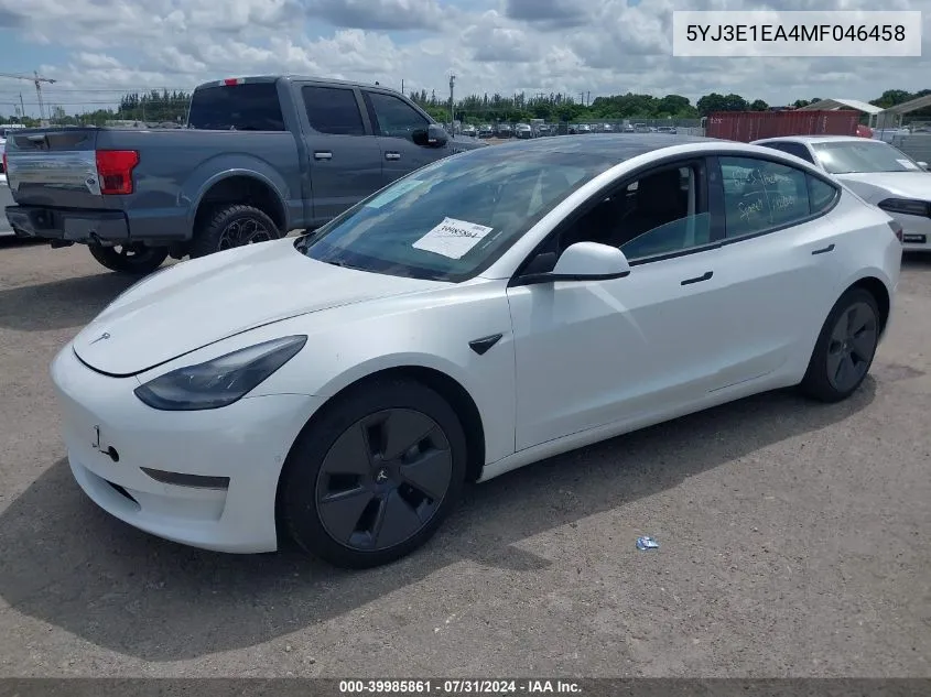 5YJ3E1EA4MF046458 2021 Tesla Model 3 Standard Range Plus Rear-Wheel Drive