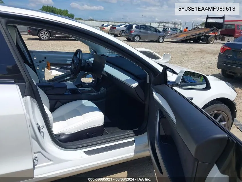 2021 Tesla Model 3 Standard Range Plus Rear-Wheel Drive VIN: 5YJ3E1EA4MF989613 Lot: 39985921