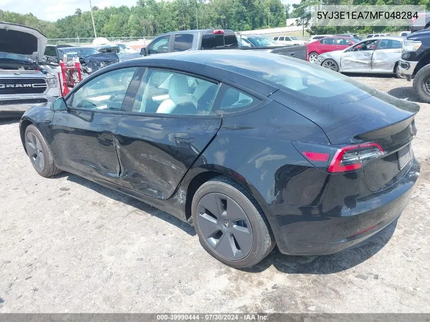 2021 Tesla Model 3 Standard Range Plus Rear-Wheel Drive VIN: 5YJ3E1EA7MF048284 Lot: 39990444