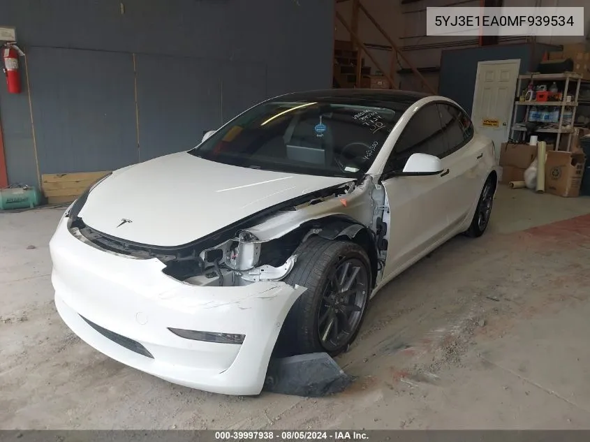 5YJ3E1EA0MF939534 2021 Tesla Model 3 Standard Range Plus Rear-Wheel Drive