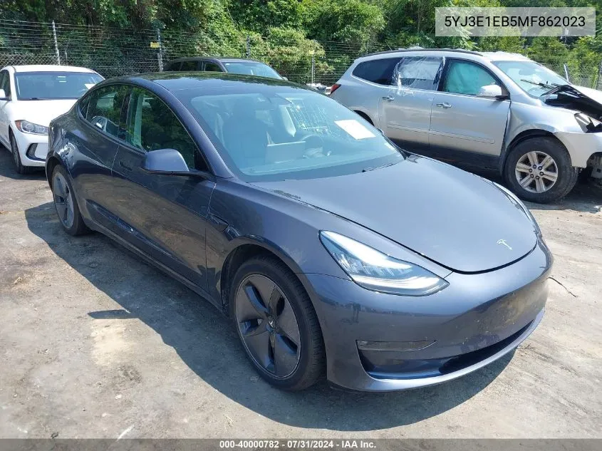 2021 Tesla Model 3 Long Range Dual Motor All-Wheel Drive VIN: 5YJ3E1EB5MF862023 Lot: 40000782