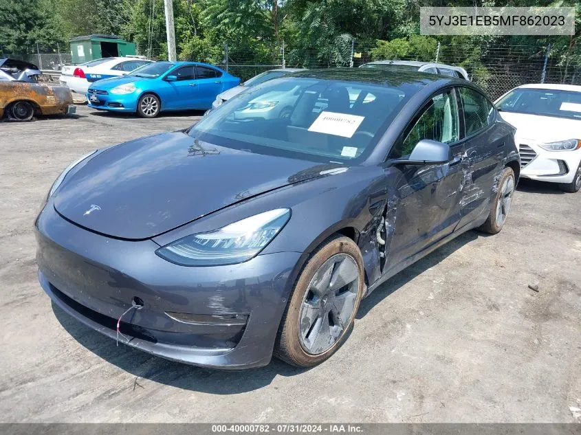 2021 Tesla Model 3 Long Range Dual Motor All-Wheel Drive VIN: 5YJ3E1EB5MF862023 Lot: 40000782