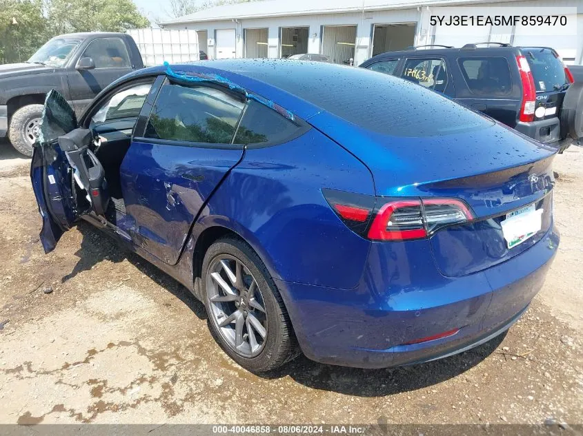 5YJ3E1EA5MF859470 2021 Tesla Model 3 Standard Range Plus Rear-Wheel Drive