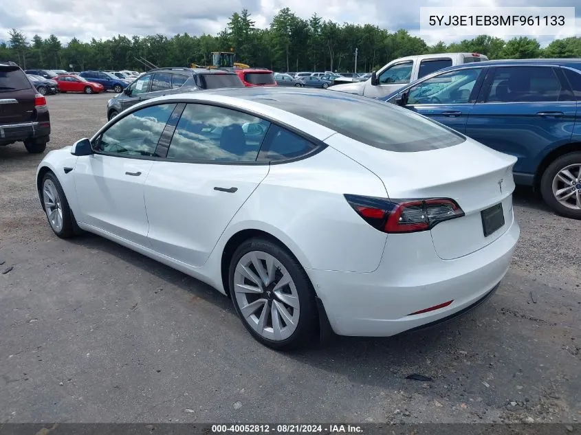 5YJ3E1EB3MF961133 2021 Tesla Model 3