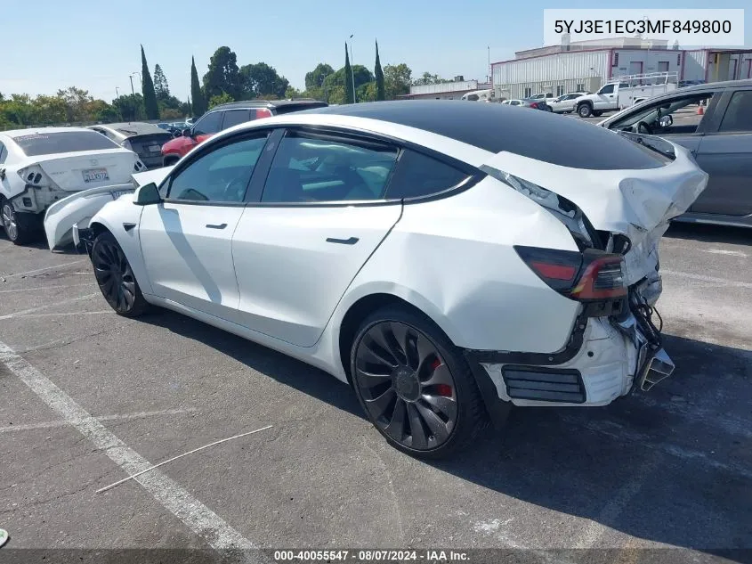 5YJ3E1EC3MF849800 2021 Tesla Model 3