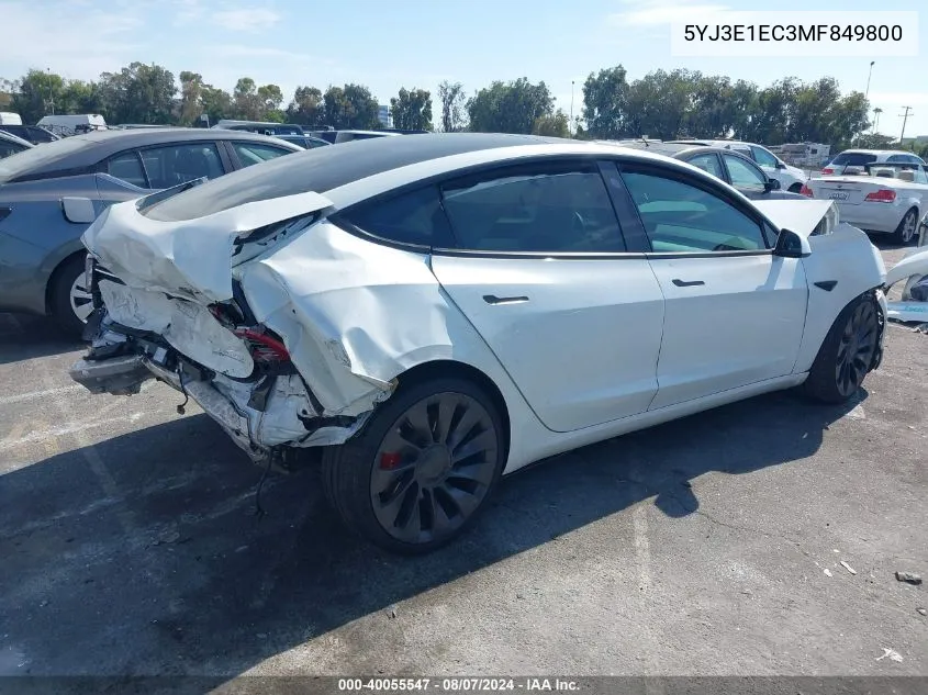 5YJ3E1EC3MF849800 2021 Tesla Model 3