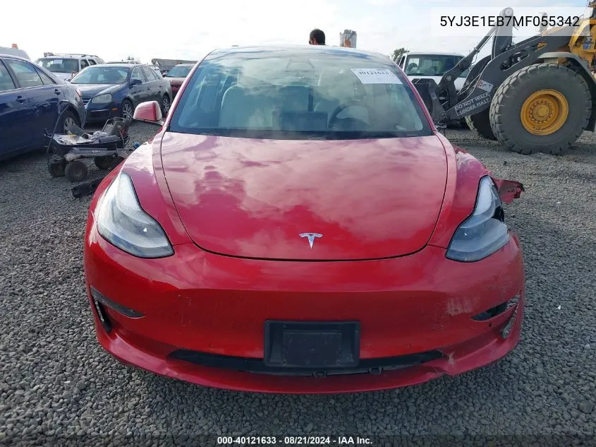 2021 Tesla Model 3 Long Range Dual Motor All-Wheel Drive VIN: 5YJ3E1EB7MF055342 Lot: 40121633